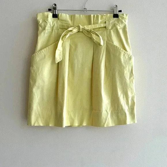BCBGMaxAzria Paper Bag Skirt, Dusty Yellow, Size 8 - Picture 2 of 16